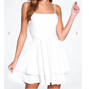 Chic White Layered Mini Dress